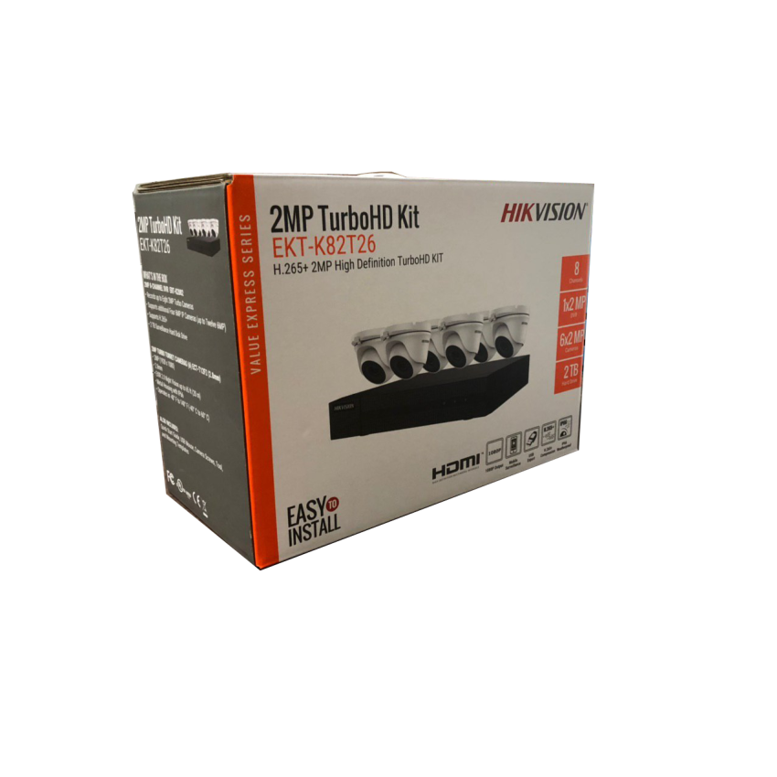 EKT-K82T26 - Hikvision 2MP Value Express TurboHD Kits (DVR-2TB + 6 Cameras)