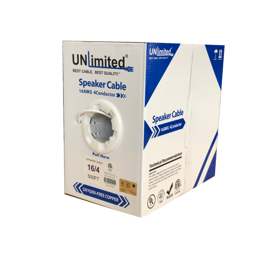 Unlimited JECB-SPK-UL-164-W Speaker Cable 16 AWG 4 Conductor 1000ft.