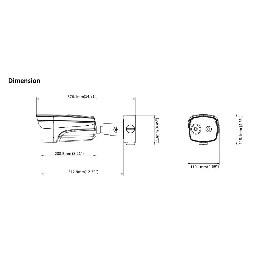 Hikvision DS-2TD2636B-15/P Thermographic Temperature Measurement Bullet Camera + DS-2907ZJ tripod