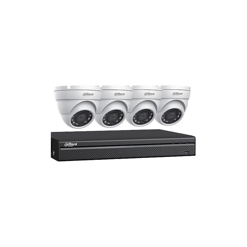 Dahua C542E42B WizSense Series Security System Kit, (4)A21BJ02 2MP HDCVI IR Turret Cameras, (1)X51C1E2 4-Channel 1080p Pentabrid HDCVI DVR with Analytics