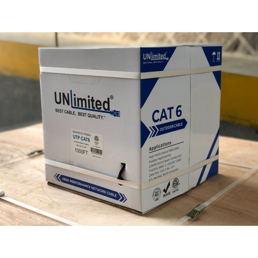 Unlimited UTP Cat5e Outdoor Direct Burial with Gel/350MHz/24AWG/ETL/CSA Cable 1000ft. (Outdoor)