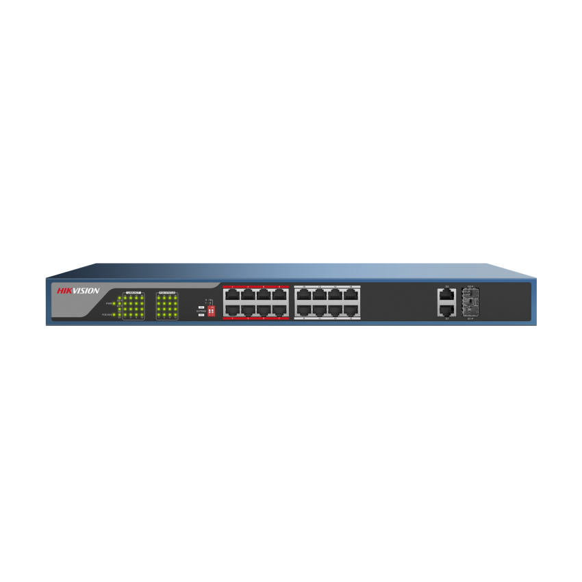 Hikvision DS-3E0318P-E2 16-ports+2 100Mbps Unmanaged PoE Switch (230W)