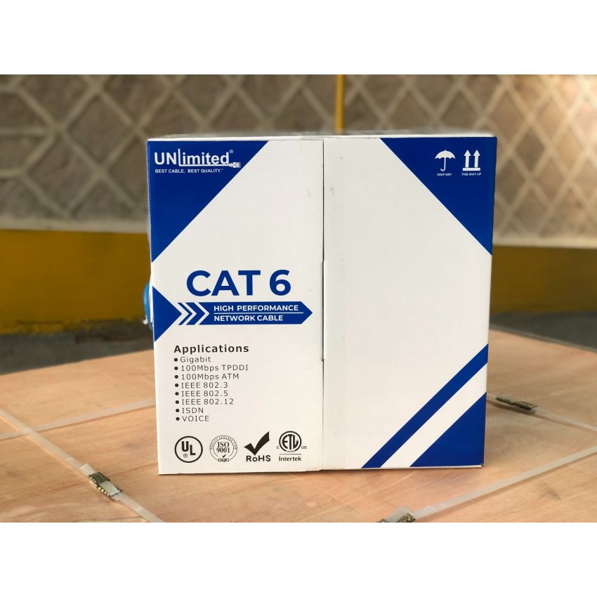 Unlimited JECB-CAT6-UN-BL UTP Cat6 Indoor/550MHz/23AWG/CMR/FT4/ETL/CSA Cable 1000ft. (Indoor)