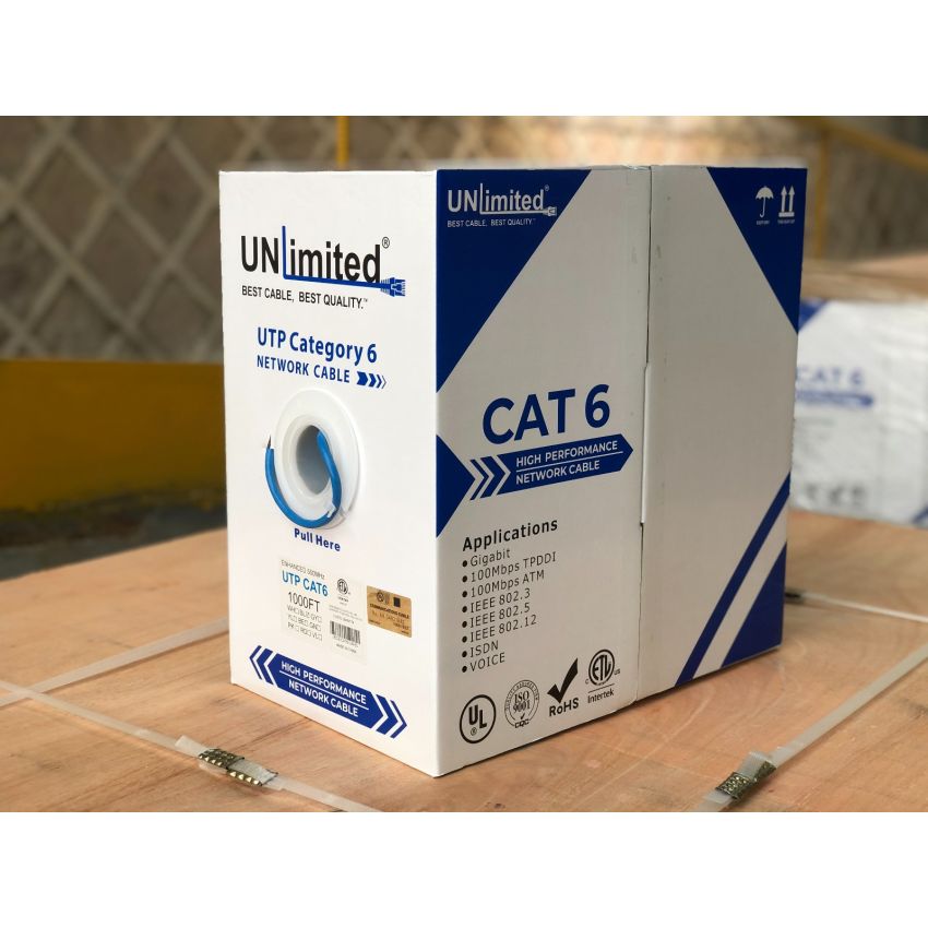 Unlimited JECB-CAT6-UN-BL UTP Cat6 Indoor/550MHz/23AWG/CMR/FT4/ETL/CSA Cable 1000ft. (Indoor)