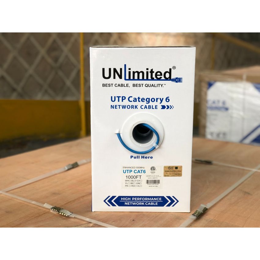 Unlimited JECB-CAT6-UN-BL UTP Cat6 Indoor/550MHz/23AWG/CMR/FT4/ETL/CSA Cable 1000ft. (Indoor)