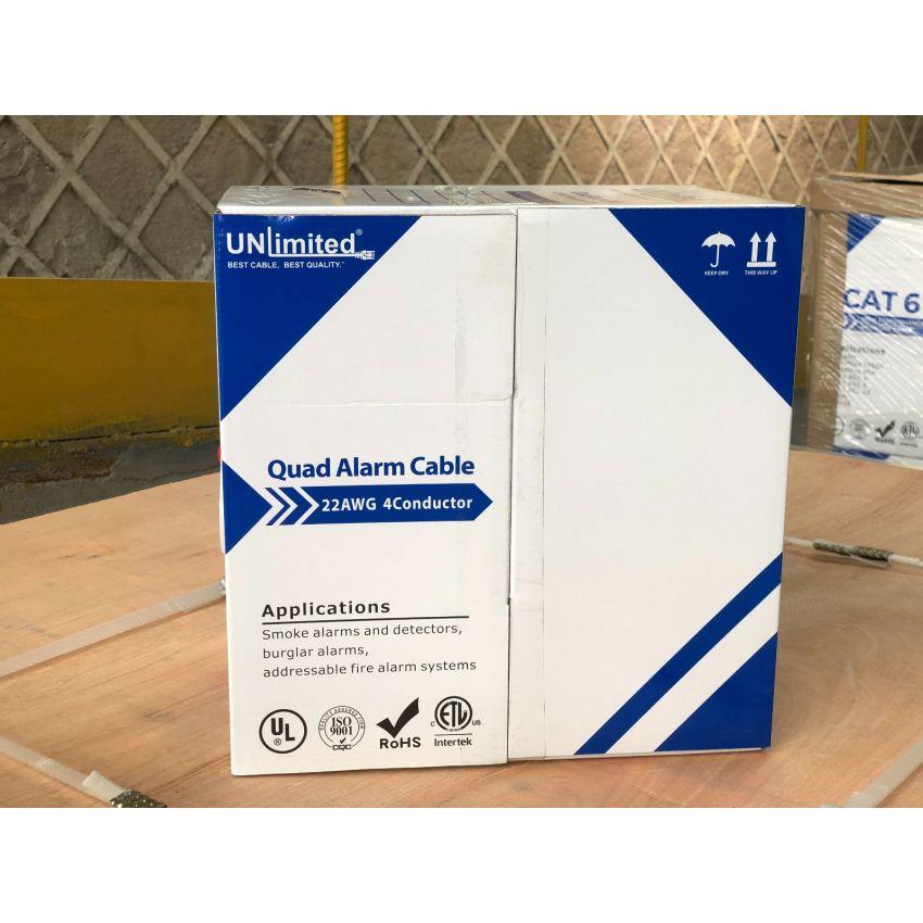 Unlimited JECB-QUAD-Z-UN-R/BN/BE/GN Station Z Alarm Quad Cable/22AWG/CMR/FT4/ETL/CSA 1000ft.