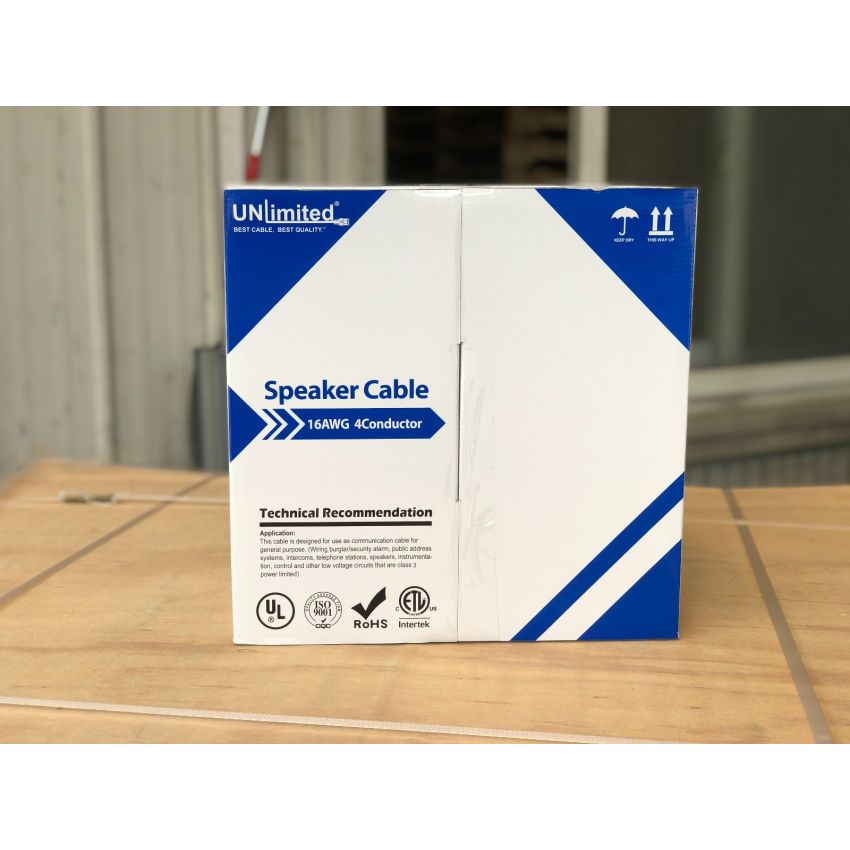 Unlimited JECB-SPK-UL-164-W Speaker Cable 16 AWG 4 Conductor 1000ft.