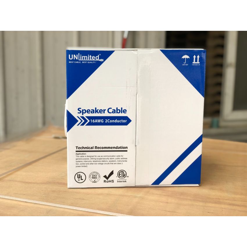 Unlimited JECB-SPK-UL-162-W Speaker Cable 16 AWG 2 Conductor 1000ft.