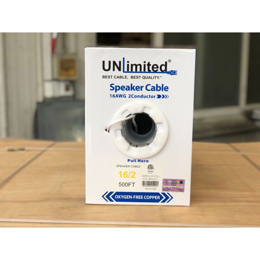 Unlimited JECB-SPK-UL-162-W Speaker Cable 16 AWG 2 Conductor 1000ft.