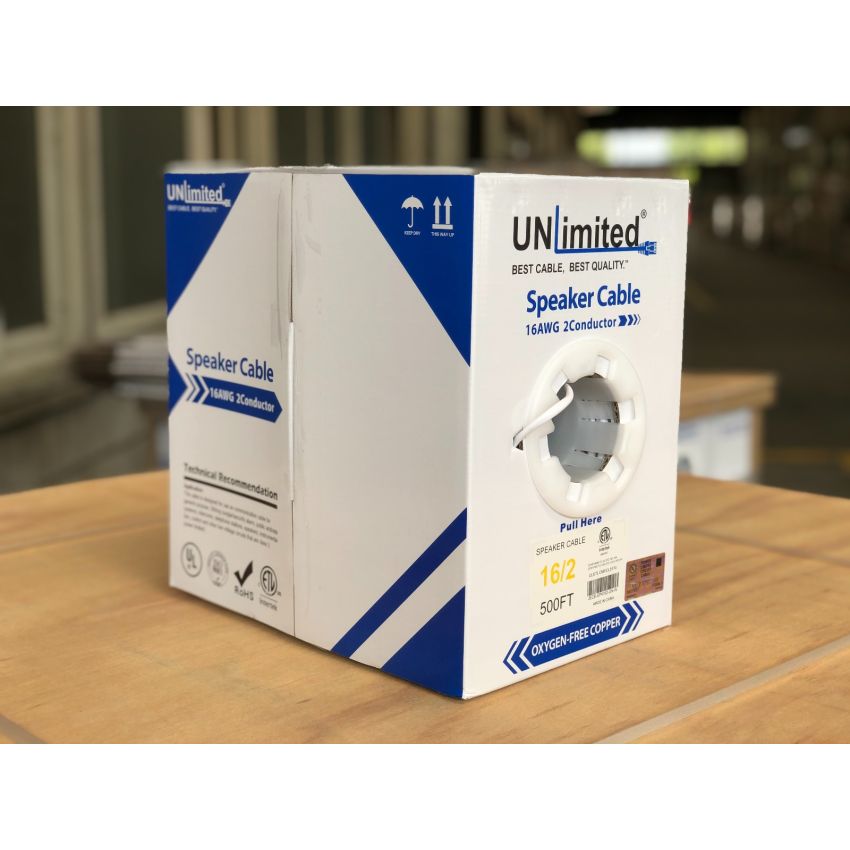 Unlimited JECB-SPK-UL-162-W Speaker Cable 16 AWG 2 Conductor 1000ft.