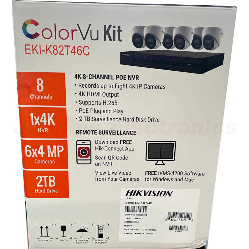 Hikvision EKI-K82T46C ColorVu 4K Value Express Kits (NVR-2TB + 6 Cameras)