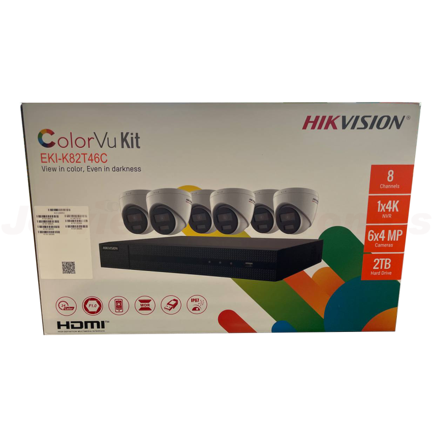 Hikvision EKI-K82T46C ColorVu 4K Value Express Kits (NVR-2TB + 6 Cameras)