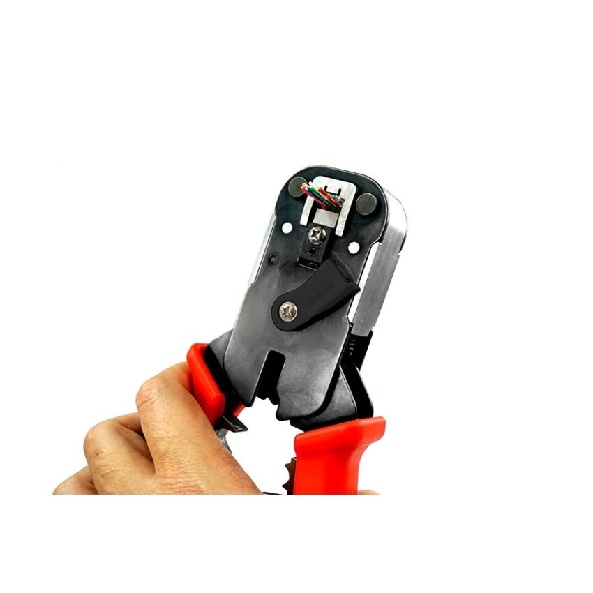 Simply45 S45-C101 – PROSeries All-In-One RJ45 Crimp Tool for all S45 UTP & STP Pass-Through & Standard Connectors – 1ea/Blister Card