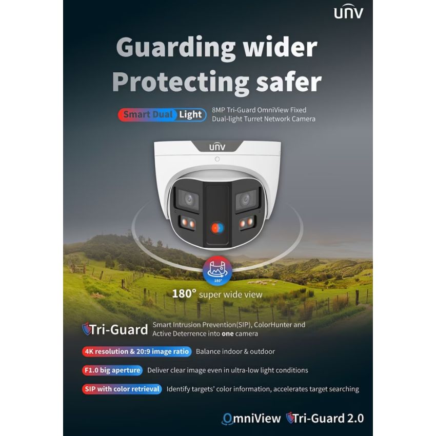 Uniview IPC3K28SE-ADF28KMC-DL-I0  8MP Double-Light Alarm Binocular Eyeball Network Camera