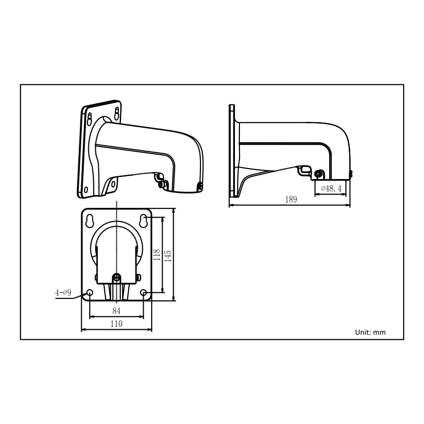 WMP-S Short Bracket Wall Mount [PTZ]