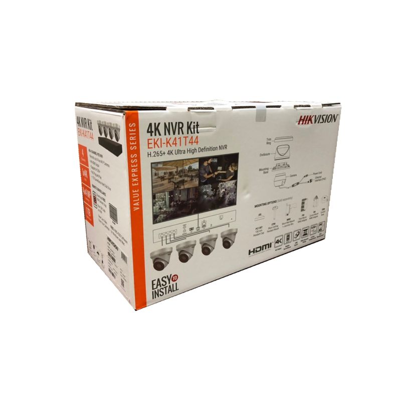 EKI-K41T44 - Hikvision 4K 4-Channel Value Express IP Kits (NVR-1TB + 4 Cameras)