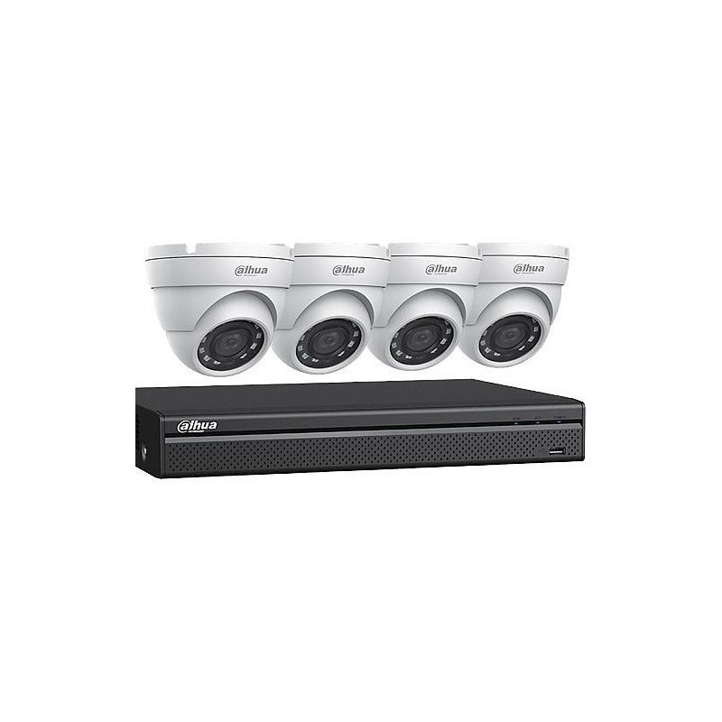 Dahua C542E42B WizSense Series Security System Kit, (4)A21BJ02 2MP HDCVI IR Turret Cameras, (1)X51C1E2 4-Channel 1080p Pentabrid HDCVI DVR with Analytics
