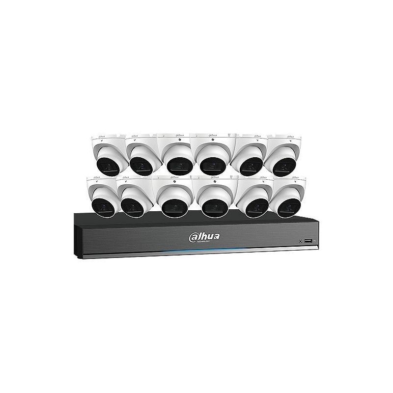Dahua C868E124A HDCVI Security System, 13-Piece, Includes (12) Eyeball Cameras and (1) 4K 16-Channel Analytics+ DVR