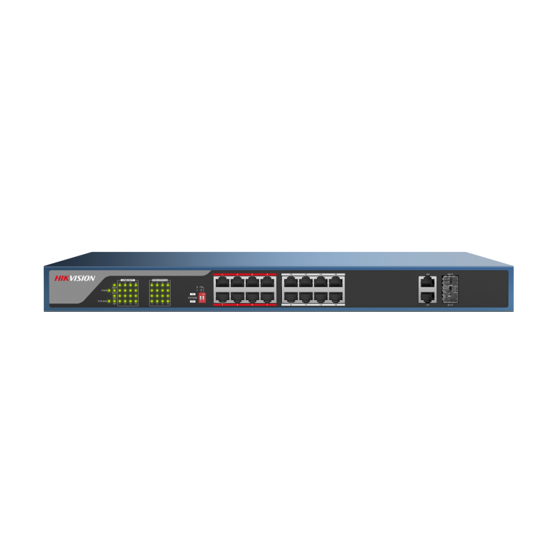 Hikvision DS-3E0318P-E2 16-ports+2 100Mbps Unmanaged PoE Switch (230W)