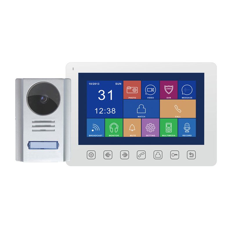 Smartrum 4-Wire Color Video Outdoor station + 7 inch indoor monitor(110' FoV)