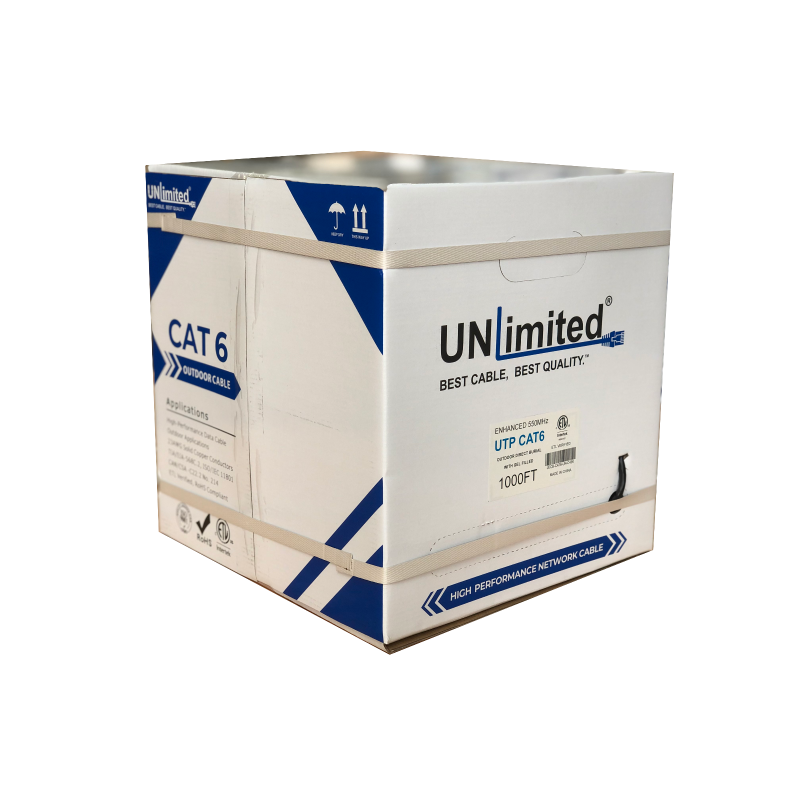 Unlimited JECB-CAT6-O-UL-W/BL UTP Cat6 Outdoor Direct Burial with Gel/550MHz/23AWG/ETL/CSA Cable 1000ft. (Outdoor)