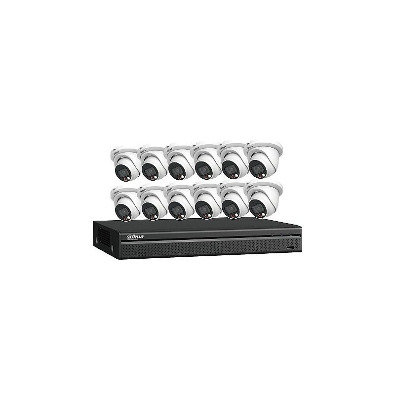 Dahua N464E124C IP Camera and Recorder Kit, 16-Channel NVR with (12) 4MP VU-MORE Cameras, 2.8mm Lens