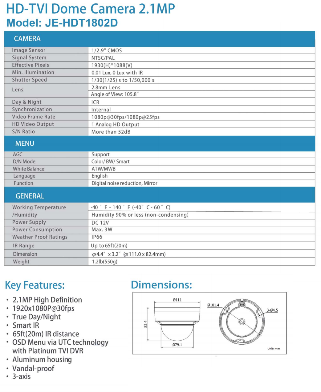 JE-HDT-1802D Data Sheet